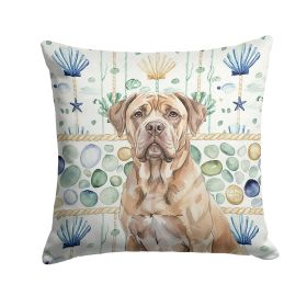 Isabella Dogue de Bordeaux Coastal Sea Glass Throw Pillow Decorative Indoor Outdoor Accent Cushion for Couch, Bed or Patio, 14Hx14W