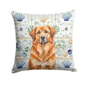 Red Leonberger Coastal Sea Glass Throw Pillow Decorative Indoor Outdoor Accent Cushion for Couch, Bed or Patio, 14Hx14W