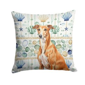 Red Greyhound Coastal Sea Glass Throw Pillow Decorative Indoor Outdoor Accent Cushion for Couch, Bed or Patio, 18Hx18W