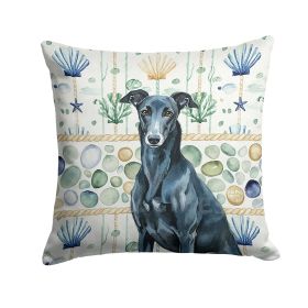 Black Greyhound Coastal Sea Glass Throw Pillow Decorative Indoor Outdoor Accent Cushion for Couch, Bed or Patio, 14Hx14W