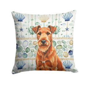Irish Terrier Coastal Sea Glass Throw Pillow Decorative Indoor Outdoor Accent Cushion for Couch, Bed or Patio, 18Hx18W