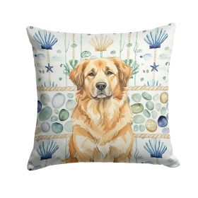 Sandy Leonberger Coastal Sea Glass Throw Pillow Decorative Indoor Outdoor Accent Cushion for Couch, Bed or Patio, 14Hx14W