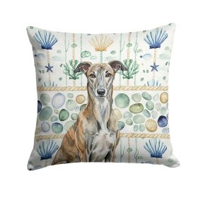 Brindle Greyhound Coastal Sea Glass Throw Pillow Decorative Indoor Outdoor Accent Cushion for Couch, Bed or Patio, 18Hx18W