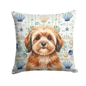 Sable Havanese Coastal Sea Glass Throw Pillow Decorative Indoor Outdoor Accent Cushion for Couch, Bed or Patio, 14Hx14W