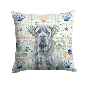 Blue Neapolitan Mastiff Coastal Sea Glass Throw Pillow Decorative Indoor Outdoor Accent Cushion for Couch, Bed or Patio, 18Hx18W