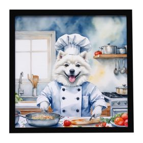 American Eskimo The Chef Framed Metal Print Bathroom, Kitchen, Office, Home Decor Wall Art Ready to Hang, Square, 8X8