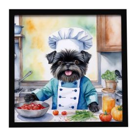 Affenpinscher The Chef Framed Metal Print Bathroom, Kitchen, Office, Home Decor Wall Art Ready to Hang, Square, 8X8