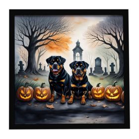 Rottweiler Spooky Halloween Framed Metal Print Bathroom, Kitchen, Office, Home Decor Wall Art Ready to Hang, Square, 8X8