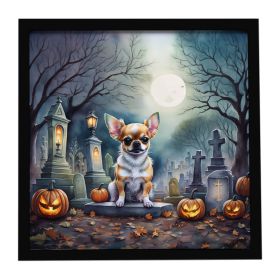 Chihuahua Spooky Halloween Framed Metal Print Bathroom, Kitchen, Office, Home Decor Wall Art Ready to Hang, Square, 8X8