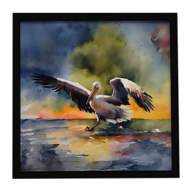 Pelican Framed Metal Print Bathroom, Kitchen, Office, Home Decor Wall Art Ready to Hang, Square, 8X8