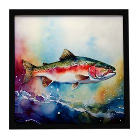 Rainbow Trout Framed Metal Print Bathroom, Kitchen, Office, Home Decor Wall Art Ready to Hang, Square, 8X8