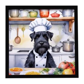 Giant Schnauzer The Chef Framed Metal Print Bathroom, Kitchen, Office, Home Decor Wall Art Ready to Hang, Square, 8X8
