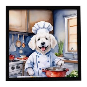 Kuvasz The Chef Framed Metal Print Bathroom, Kitchen, Office, Home Decor Wall Art Ready to Hang, Square, 8X8