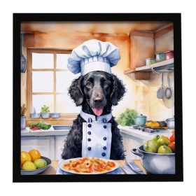 Curly-Coated Retriever The Chef Framed Metal Print Bathroom, Kitchen, Office, Home Decor Wall Art Ready to Hang, Square, 8X8