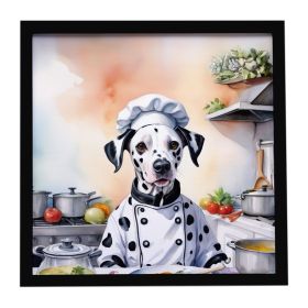 Dalmatian The Chef Framed Metal Print Bathroom, Kitchen, Office, Home Decor Wall Art Ready to Hang, Square, 8X8