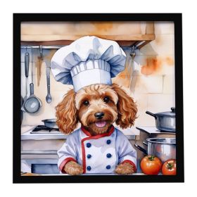 Cockapoo The Chef Framed Metal Print Bathroom, Kitchen, Office, Home Decor Wall Art Ready to Hang, Square, 8X8
