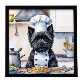 Cairn Terrier The Chef Framed Metal Print Bathroom, Kitchen, Office, Home Decor Wall Art Ready to Hang, Square, 8X8