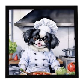Japanese Chin The Chef Framed Metal Print Bathroom, Kitchen, Office, Home Decor Wall Art Ready to Hang, Square, 8X8