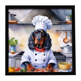 Gordon Setter The Chef Framed Metal Print Bathroom, Kitchen, Office, Home Decor Wall Art Ready to Hang, Square, 8X8
