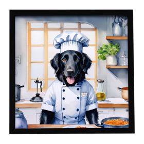 Flat-Coated Retriever The Chef Framed Metal Print Bathroom, Kitchen, Office, Home Decor Wall Art Ready to Hang, Square, 8X8