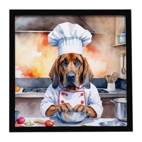 Bloodhound The Chef Framed Metal Print Bathroom, Kitchen, Office, Home Decor Wall Art Ready to Hang, Square, 8X8