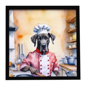 Great Dane The Chef Framed Metal Print Bathroom, Kitchen, Office, Home Decor Wall Art Ready to Hang, Square, 8X8