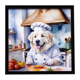 Great Pyrenees The Chef Framed Metal Print Bathroom, Kitchen, Office, Home Decor Wall Art Ready to Hang, Square, 8X8