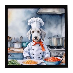 Bedlington Terrier The Chef Framed Metal Print Bathroom, Kitchen, Office, Home Decor Wall Art Ready to Hang, Square, 8X8