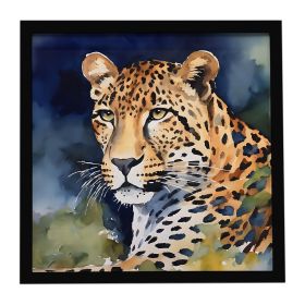 Leopard Framed Metal Print Bathroom, Kitchen, Office, Home Decor Wall Art Ready to Hang, Square, 8X8