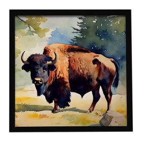 American Bison Framed Metal Print Bathroom, Kitchen, Office, Home Decor Wall Art Ready to Hang, Square, 8X8 (Default: Default)
