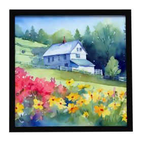 Massachusetts Mayflowers in Watercolor Framed Metal Print Bathroom, Kitchen, Office, Home Decor Wall Art Ready to Hang, Square, 8X8 (Default: Default)